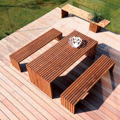 banco de jardim mesa:Wood Table and Benches banco de jardim mesa:Wood Table and Benches