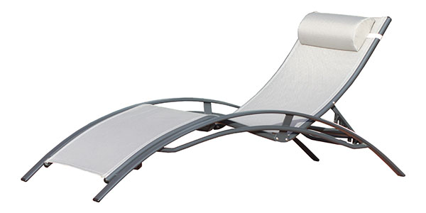 Chaise longue design en textilne Gris et aluminium gris