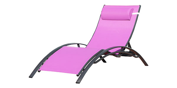 Chaise longue design en textilne Violet et aluminium gris