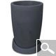 Pot rond avec sa soucoupe en plastique rotomoul� - ANTHRACITE