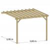 Pergola Bois Adosse Simple 3 x 3 m