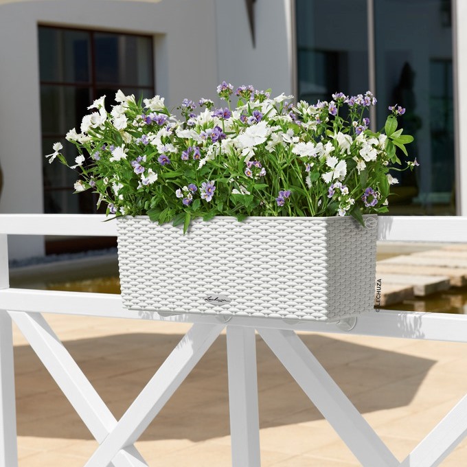Lechuza BALCONERA Stone 50 Quartz Blanc - Jardinière Avec Système D'Arrosage Intégré Et Réservoir 3L