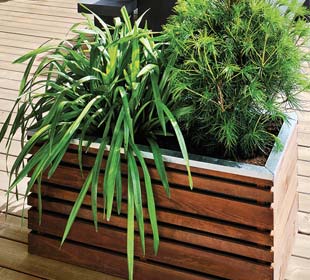 Wood and metal planter LIGN Z 100
